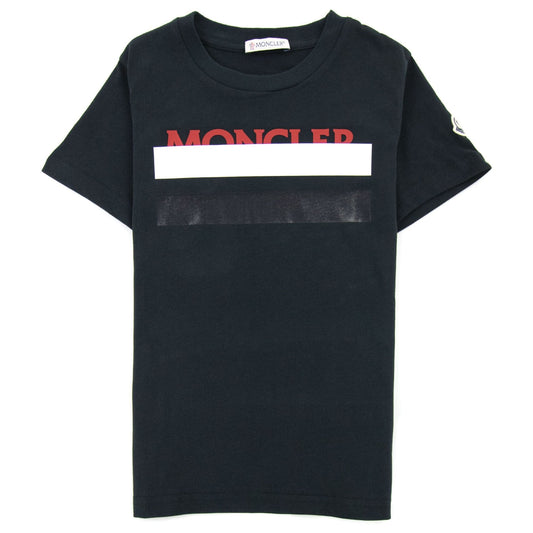 Moncler Junior Rubber Logo Maglia T Shirt Black