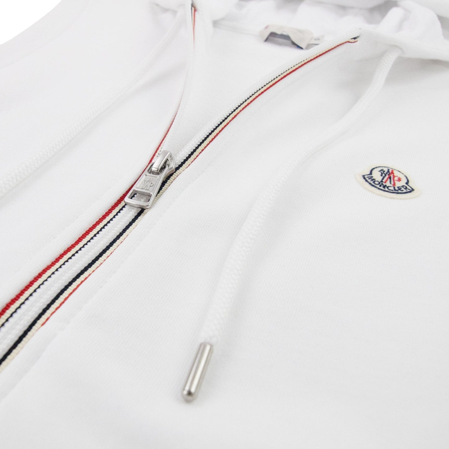 Moncler Logo Sleeveless Zip Up Hoodied Sweat White 001