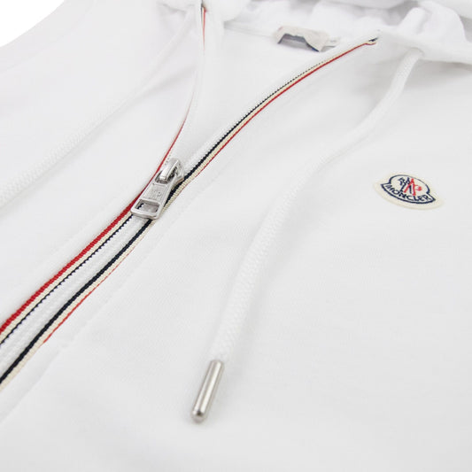 Moncler Logo Sleeveless Zip Up Hoodied Sweat White 001