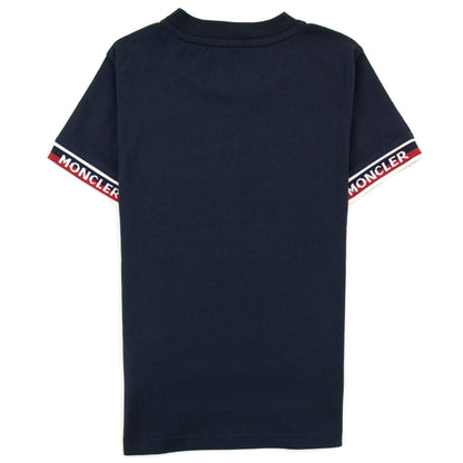 Moncler Junior Tape Logo Maglia T Shirt Navy 778