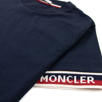 Moncler Junior Tape Logo Maglia T Shirt Navy 778