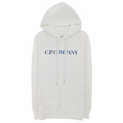 CP Company Logo Print Hooded Sweatshirt White 103
