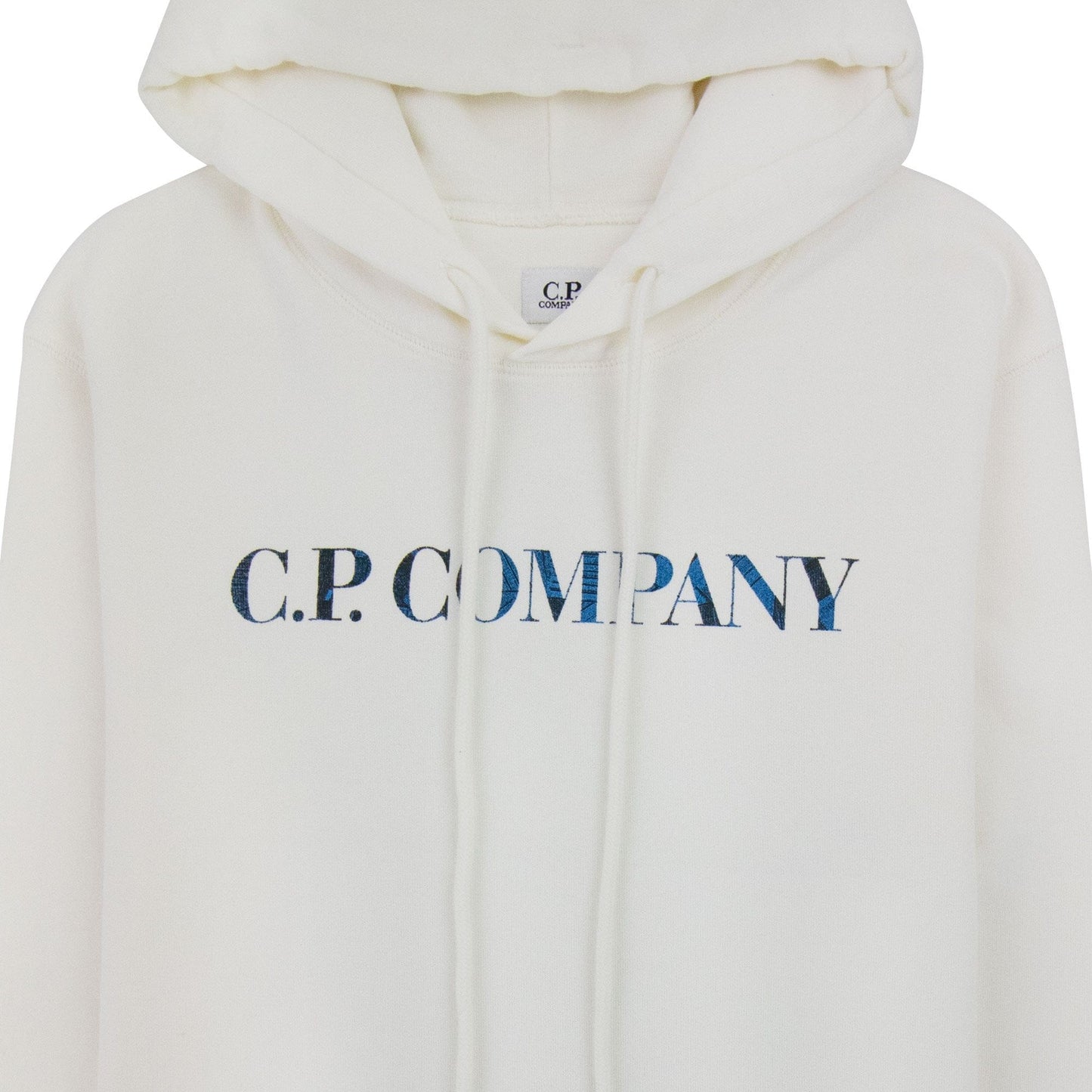CP Company Logo Print Hooded Sweatshirt White 103