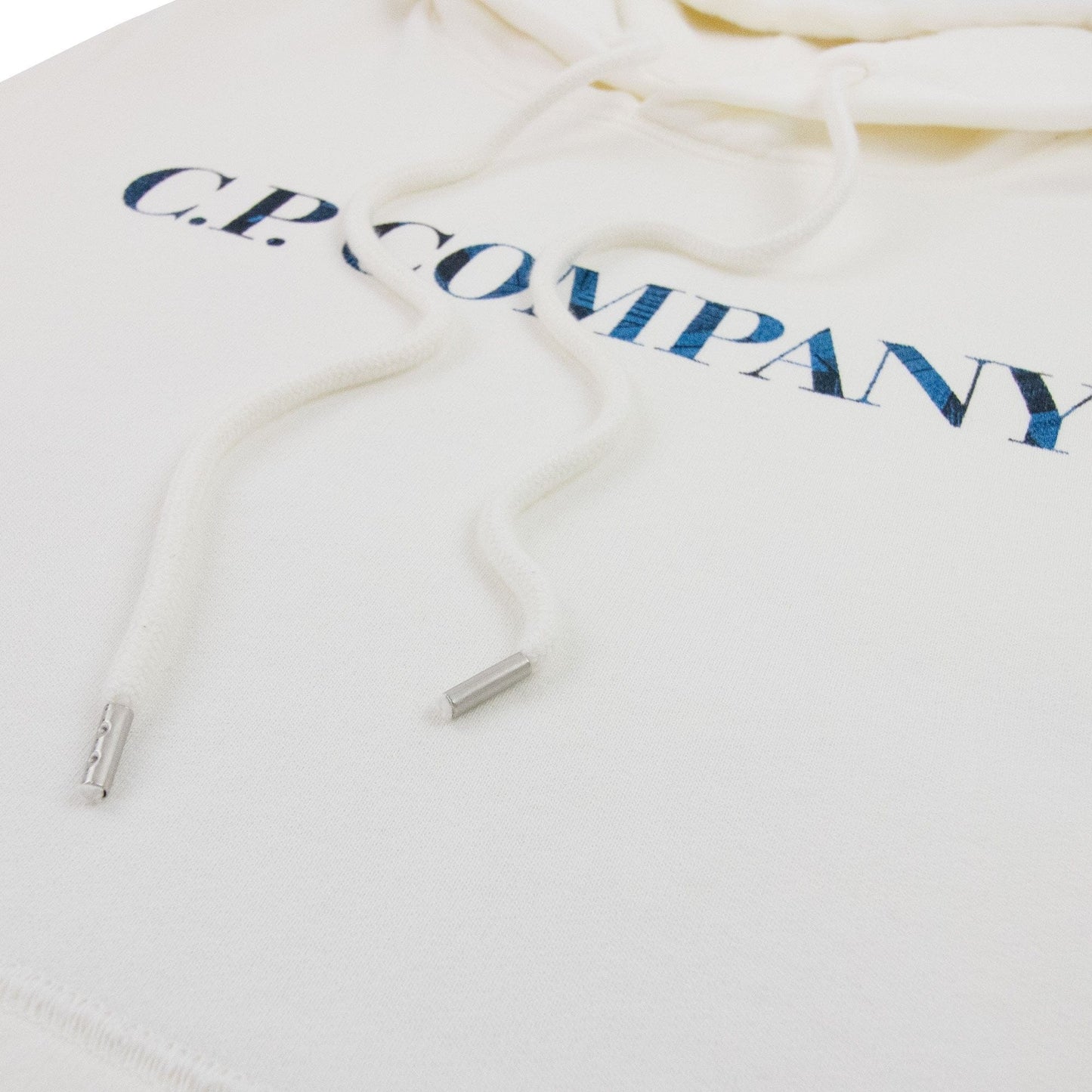 CP Company Logo Print Hooded Sweatshirt White 103