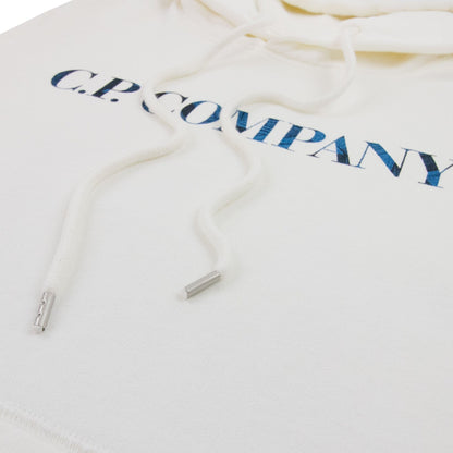 CP Company Logo Print Hooded Sweatshirt White 103