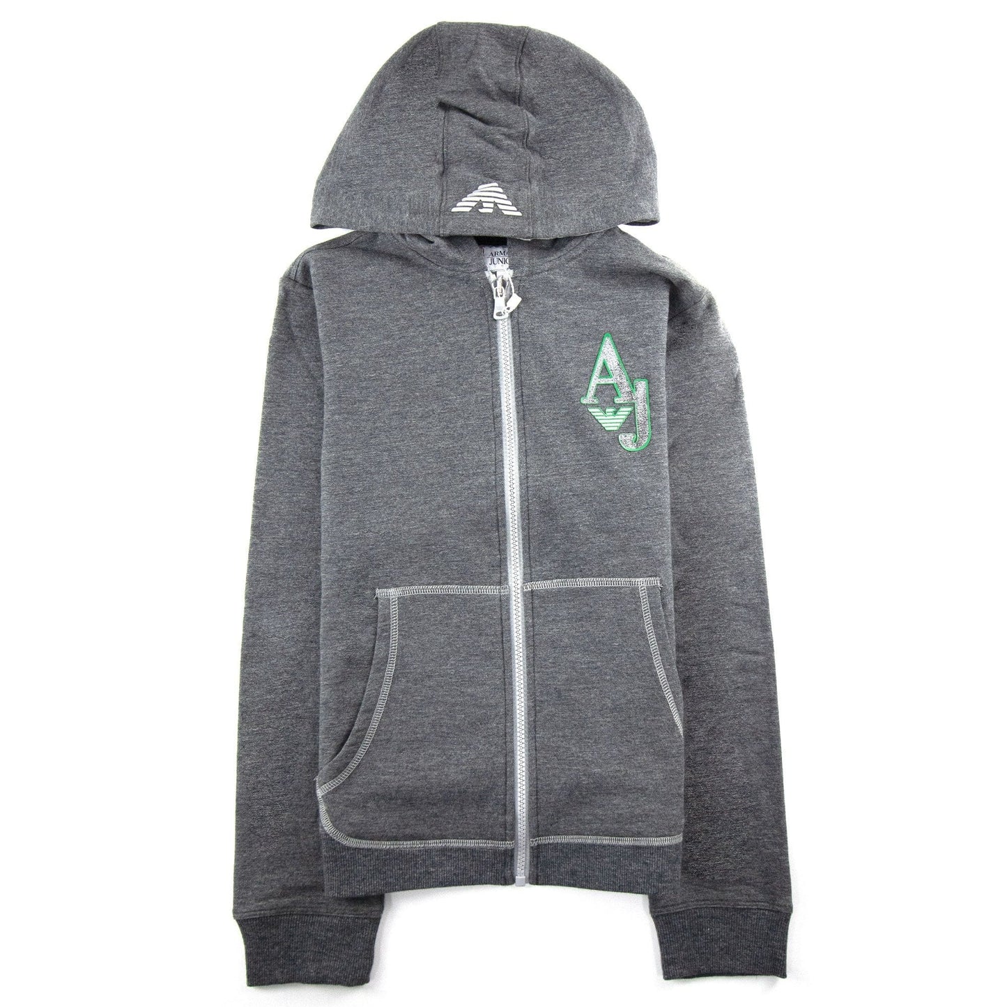 Armani Junior Aj Logo Zip Up Hoody Dark Grey