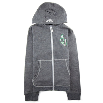 Armani Junior Aj Logo Zip Up Hoody Dark Grey