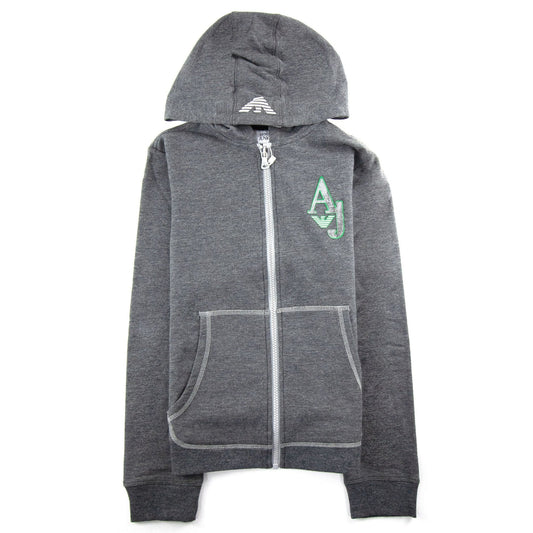 Armani Junior Aj Logo Zip Up Hoody Dark Grey