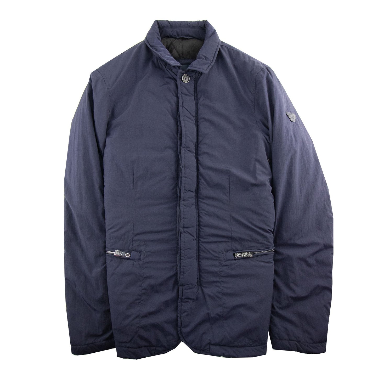 Armani Jeans Arm Rubber Logo Padded Jacket Blue