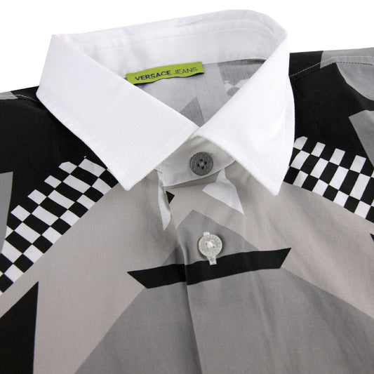 Versace Jeans Geometric Print Popeline Shirt White
