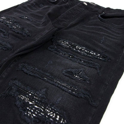 Amiri Bandana Thrash Jeans Black
