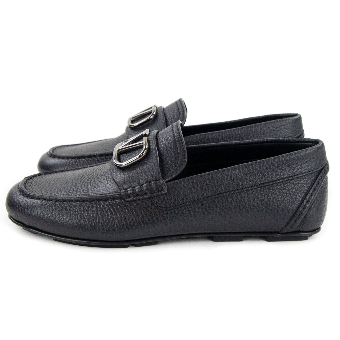 Valentino Vlogo Calfskin Driving Shoe Black