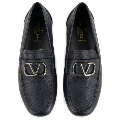 Valentino Vlogo Calfskin Driving Shoe Black