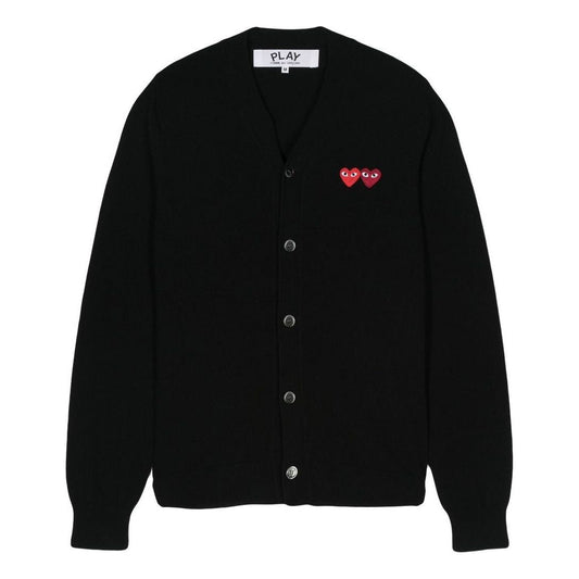 COMME des GARCONS PLAY FW25 Double Heart Cardigan 'Black' AX-N058-051-1