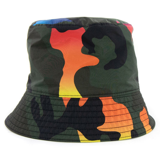 Valentino Camouflage Print Shell Bucket Hat Camo