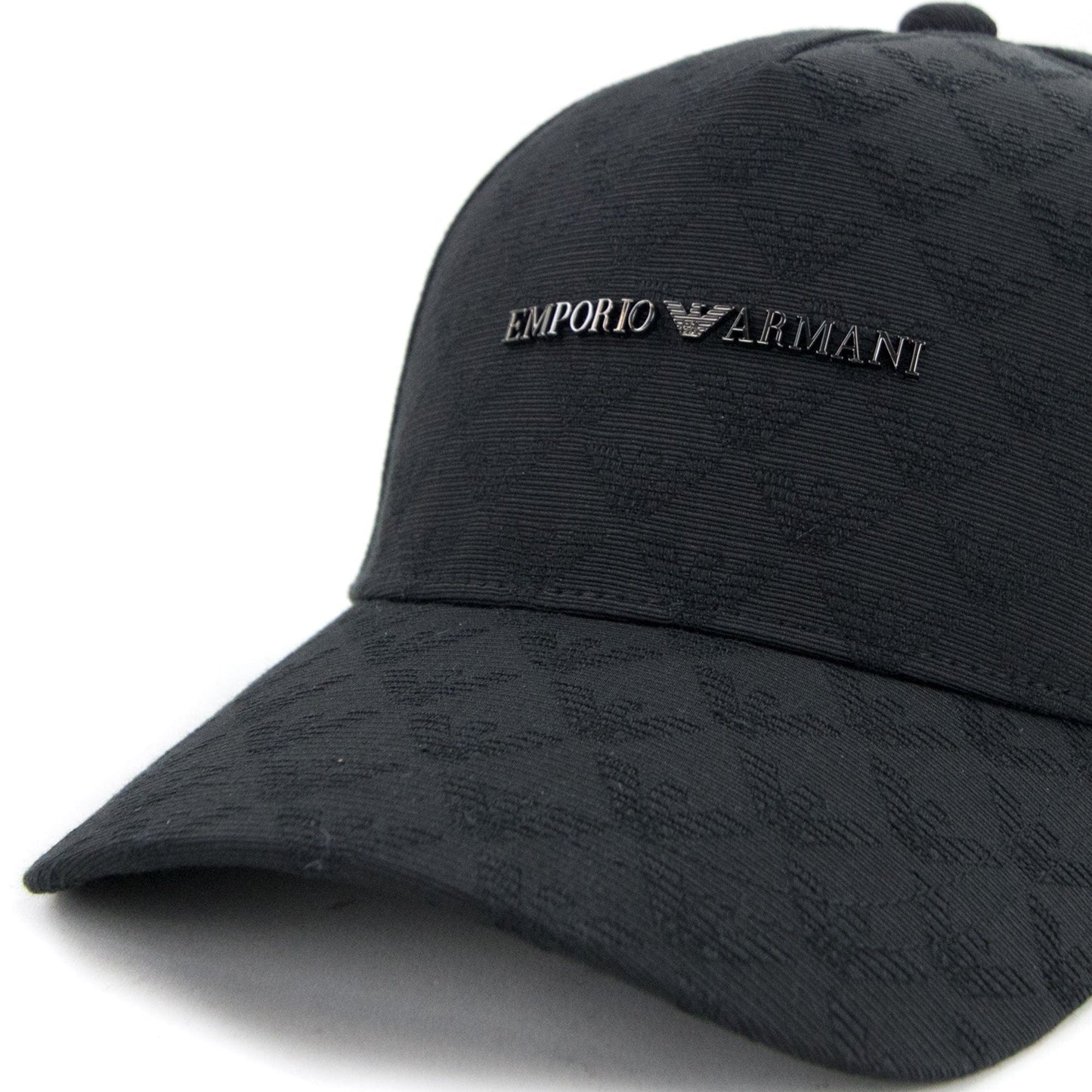 Emporio Armani Eagle Jacquared Metal Logo Cap Black