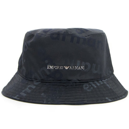 Emporio Armani Logo Plate Cloche Hat Black