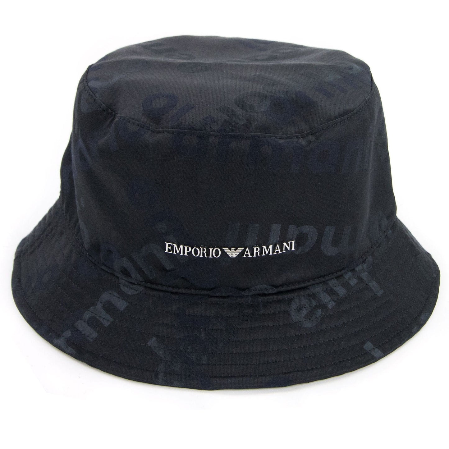 Emporio Armani Logo Plate Cloche Hat Black
