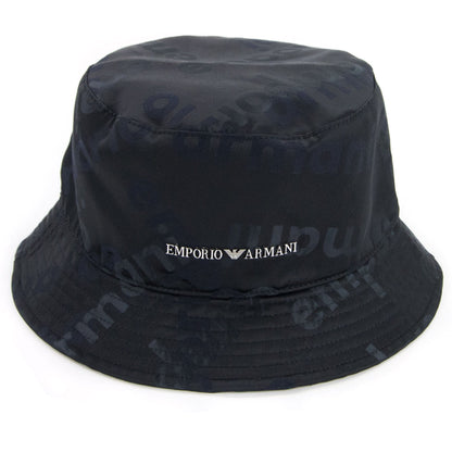 Emporio Armani Logo Plate Cloche Hat Black