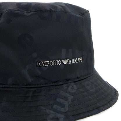 Emporio Armani Logo Plate Cloche Hat Black