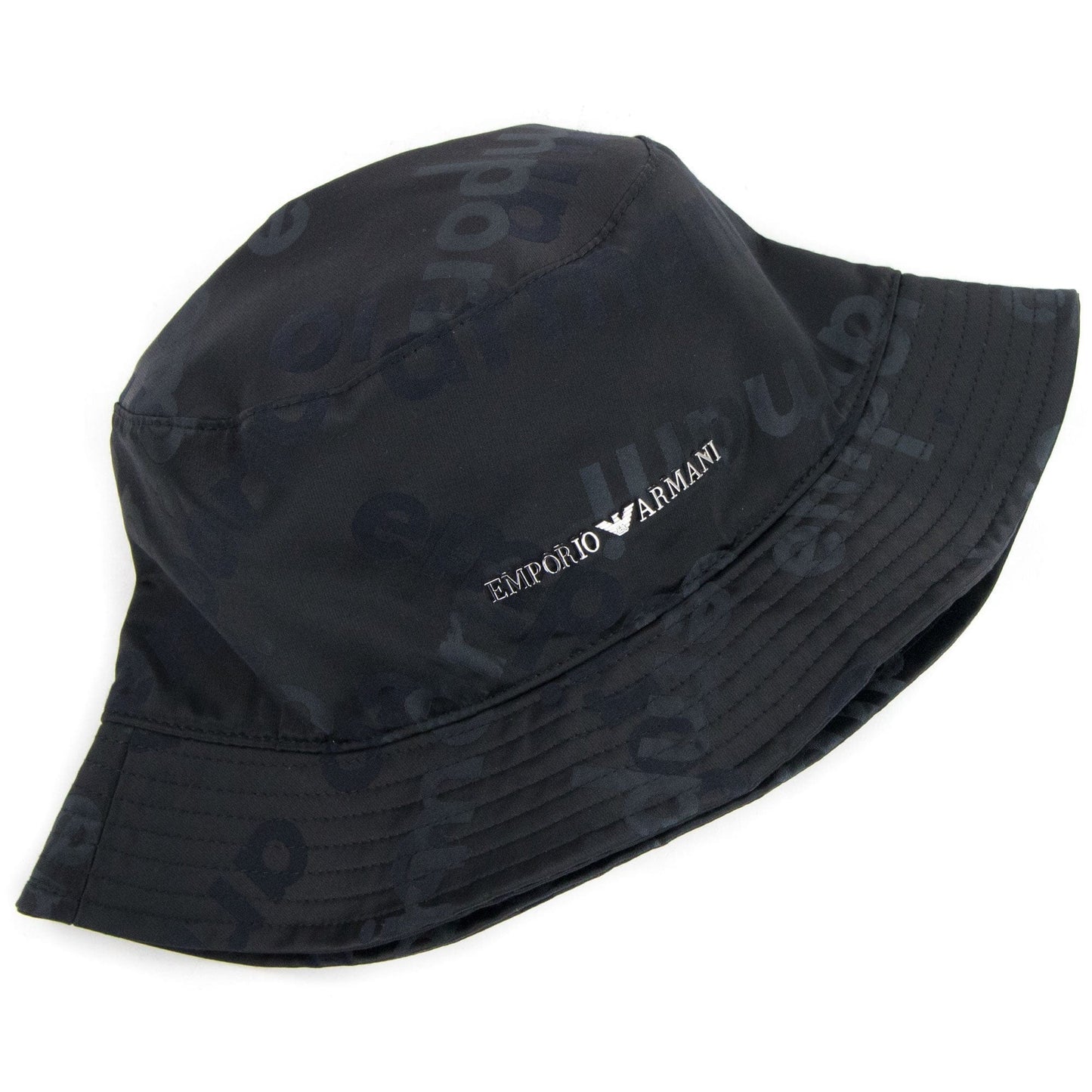 Emporio Armani Logo Plate Cloche Hat Black