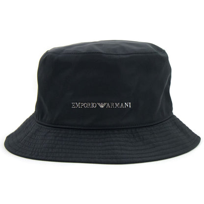 Emporio Armani Metal Logo Nylon Cloche Hat Black