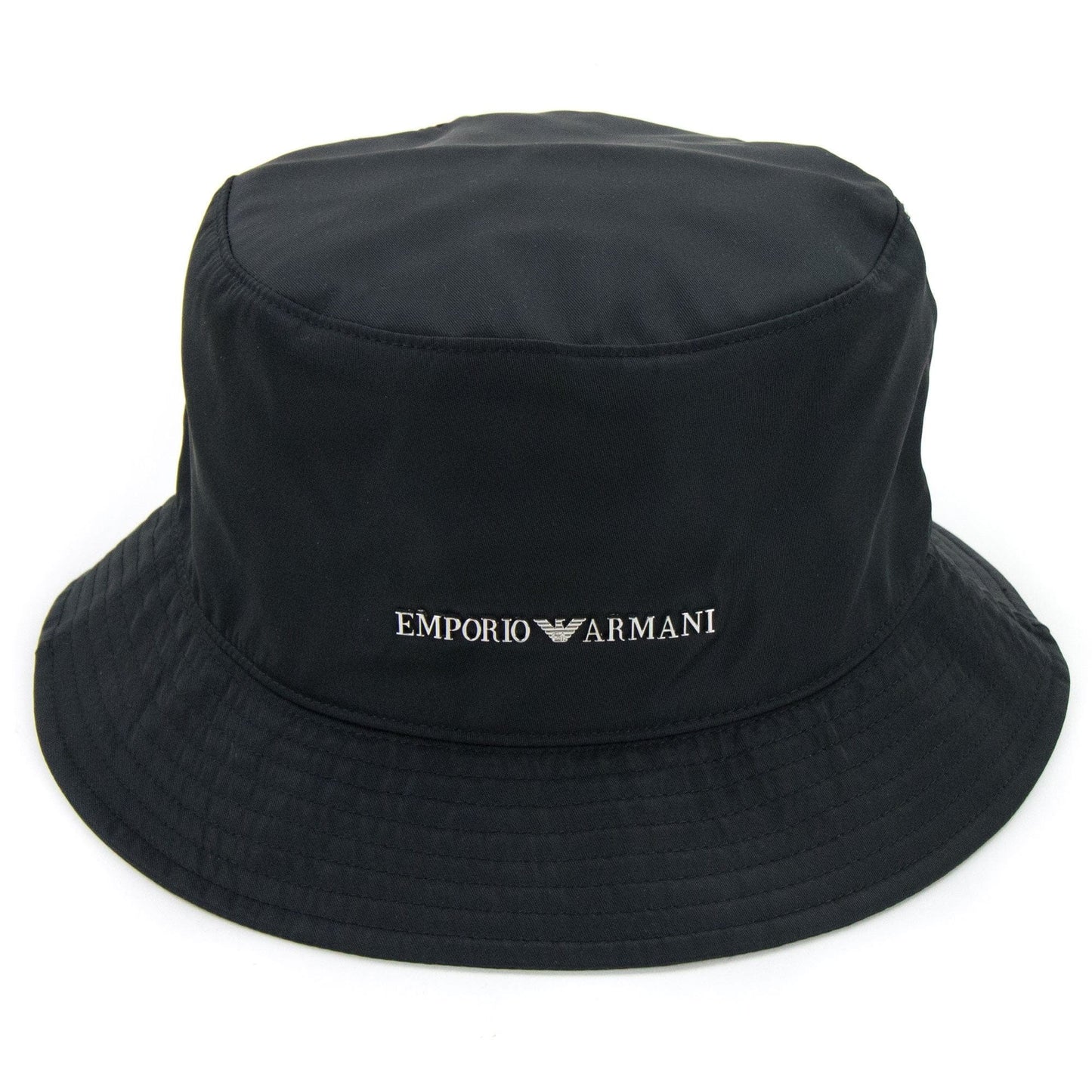Emporio Armani Metal Logo Nylon Cloche Hat Black