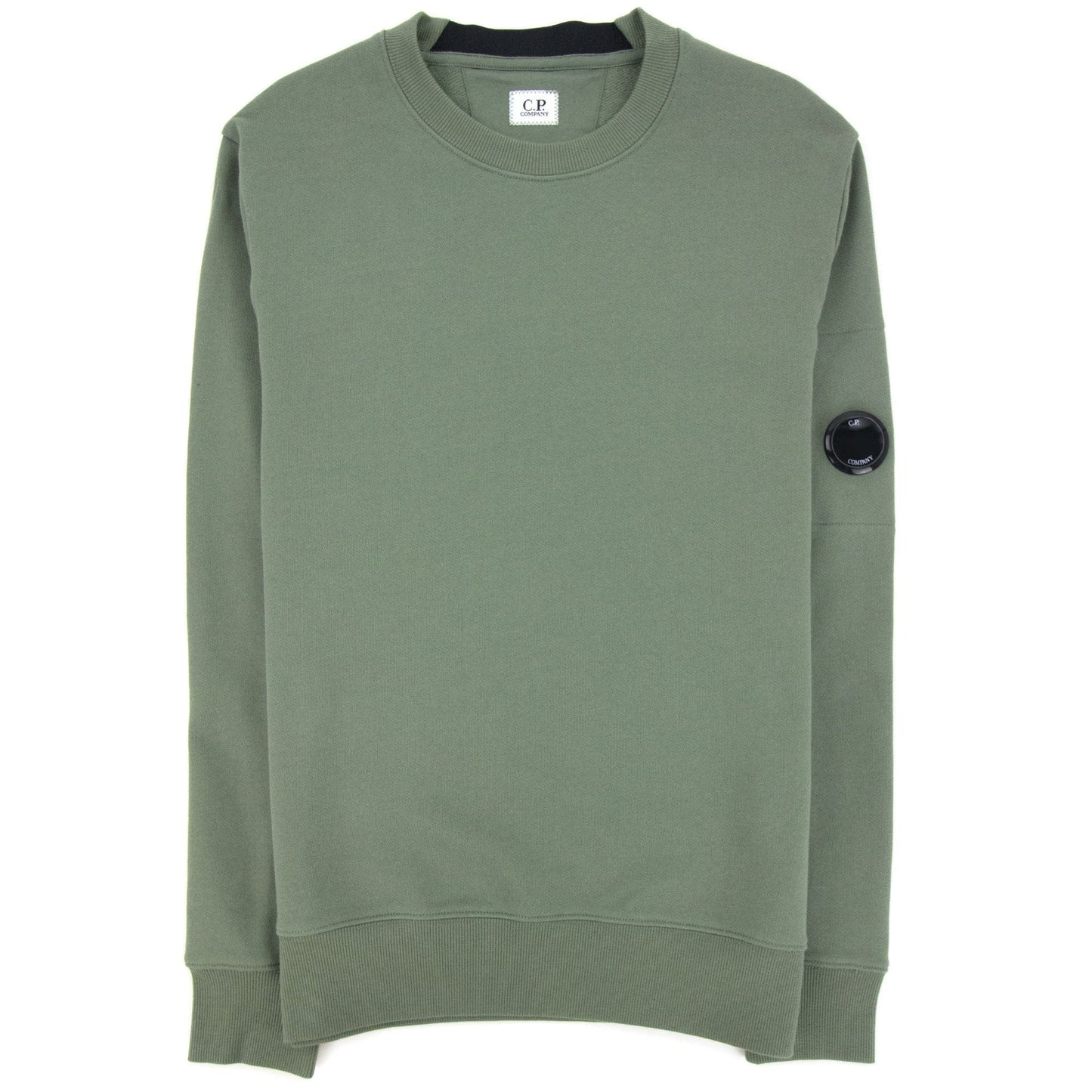 Cp Company Diagonal Raised Fleece Lens Crew Sweatshirt Green 668