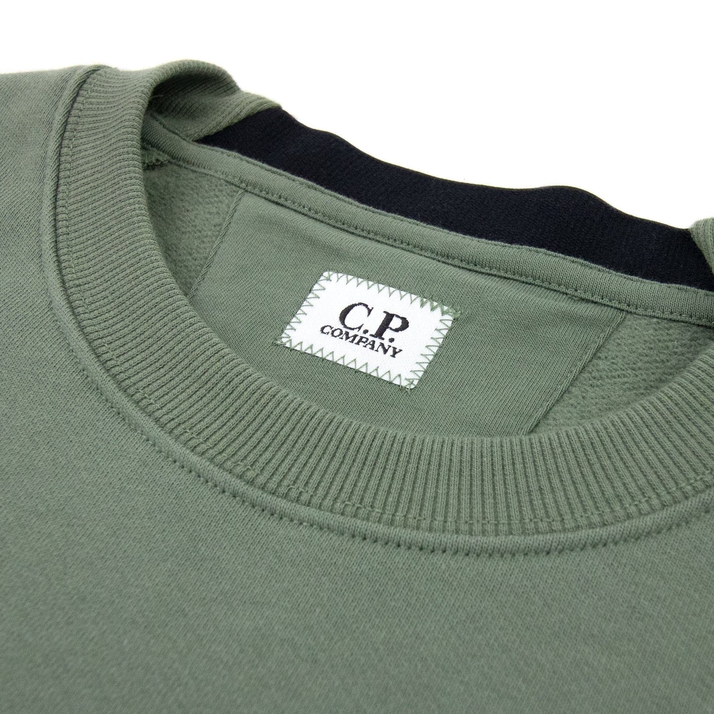 Cp Company Diagonal Raised Fleece Lens Crew Sweatshirt Green 668