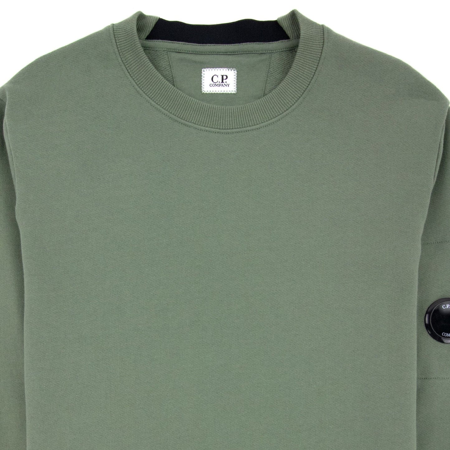 Cp Company Diagonal Raised Fleece Lens Crew Sweatshirt Green 668
