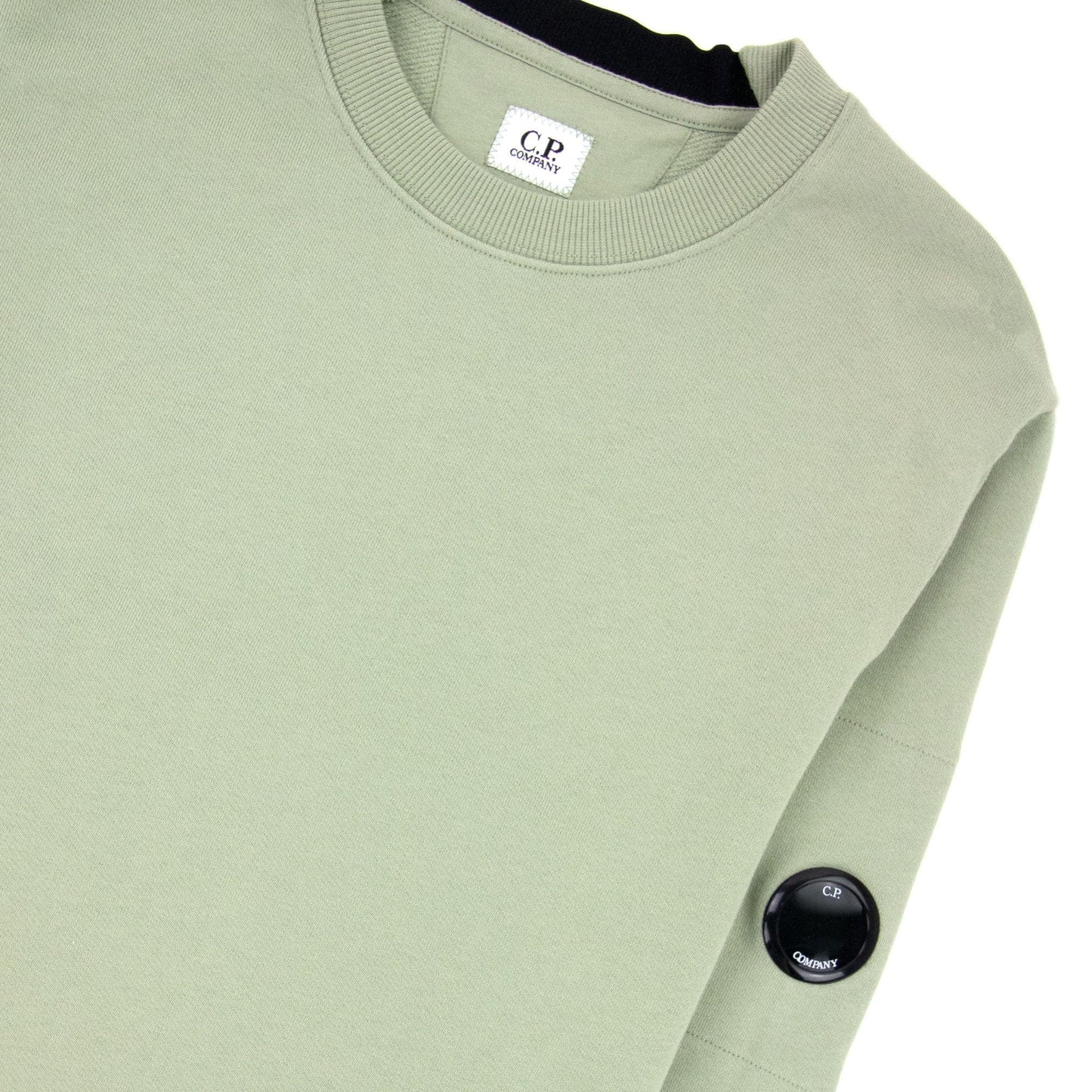 Cp Company Diagonal Raised Fleece Lens Crew Sweatshirt Light Green 631