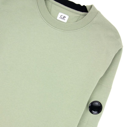 Cp Company Diagonal Raised Fleece Lens Crew Sweatshirt Light Green 631