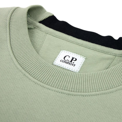 Cp Company Diagonal Raised Fleece Lens Crew Sweatshirt Light Green 631