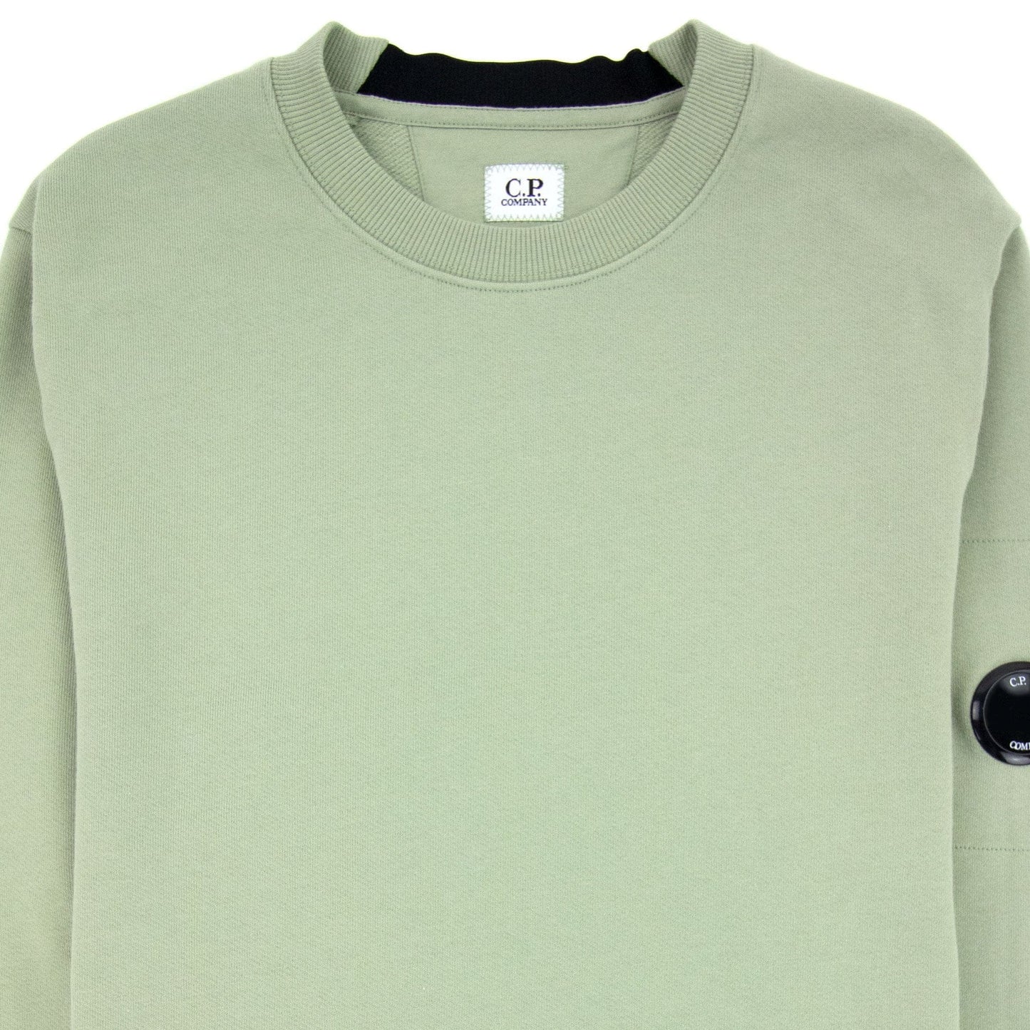 Cp Company Diagonal Raised Fleece Lens Crew Sweatshirt Light Green 631