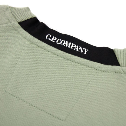 Cp Company Diagonal Raised Fleece Lens Crew Sweatshirt Light Green 631