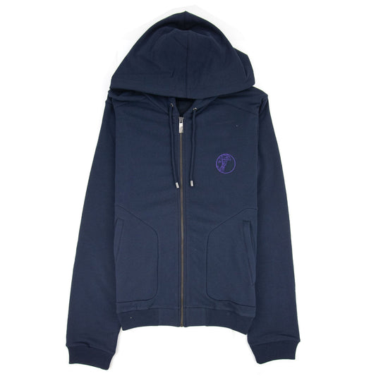 Versace Collection Embroidered Logo Zip Up Hoody Navy