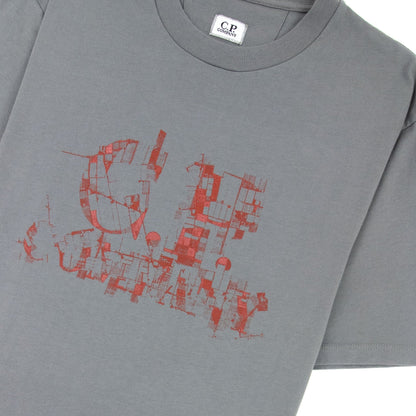 Cp Company Distorted Logo T Shirt Grey 938