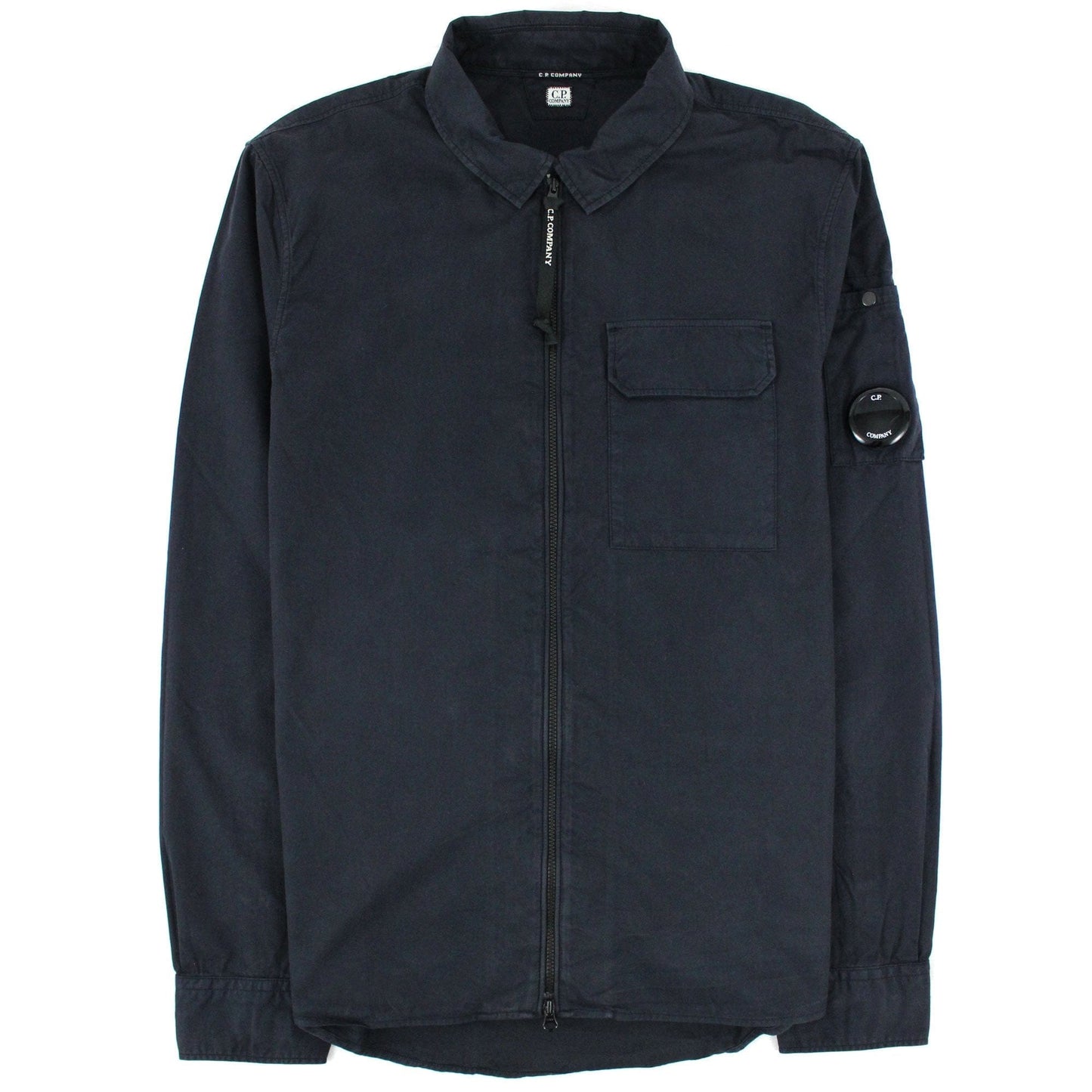 Cp Company Garment Dyed Emerize Zipped Lens Shirt Navy 888