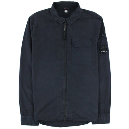 Cp Company Garment Dyed Emerize Zipped Lens Shirt Navy 888