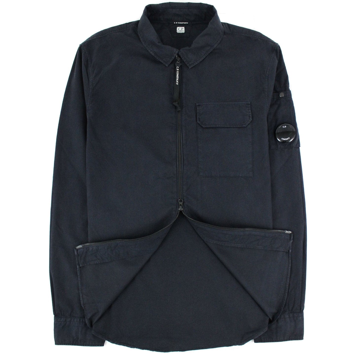 Cp Company Garment Dyed Emerize Zipped Lens Shirt Navy 888