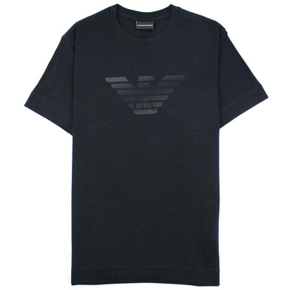 Emporio Armani Monochromatic Logo Print T Shirt Navy Blue 0920