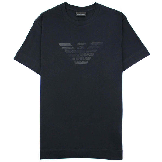 Emporio Armani Monochromatic Logo Print T Shirt Navy Blue 0920