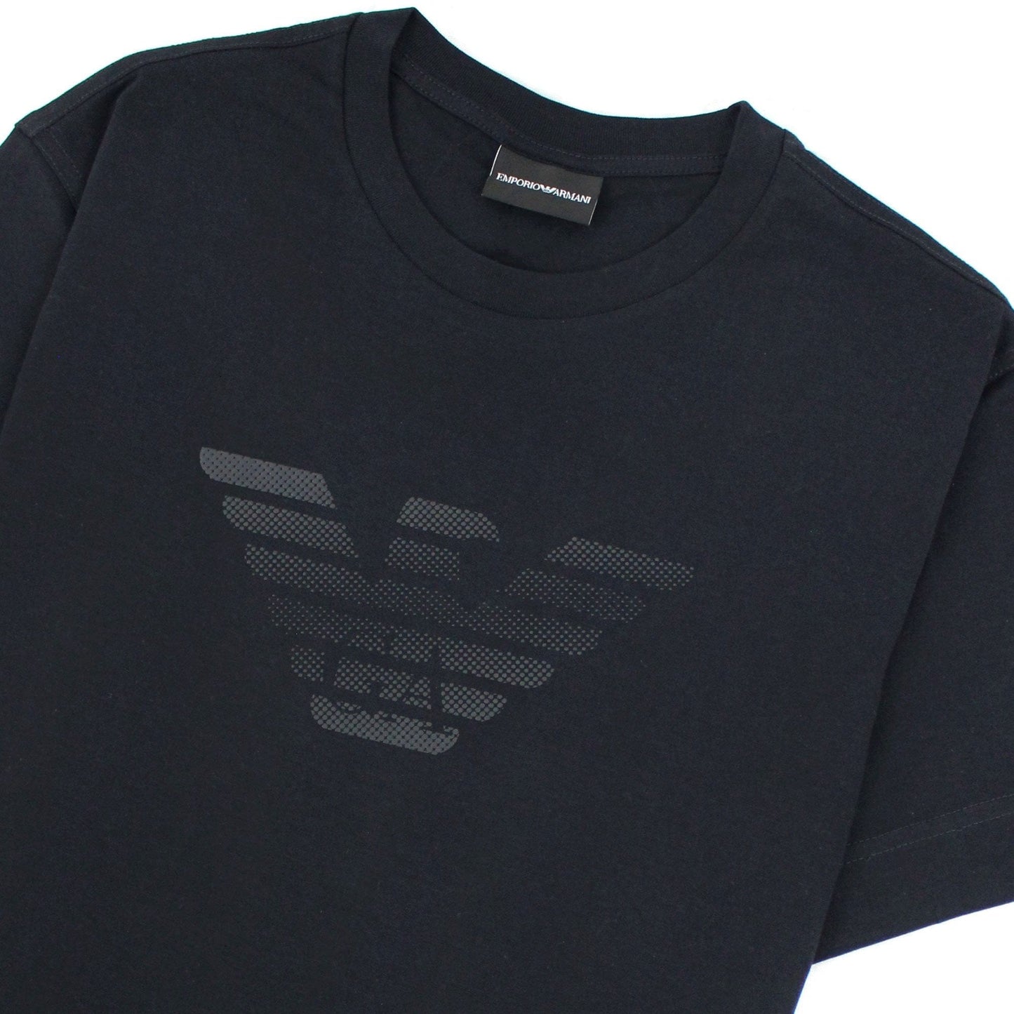 Emporio Armani Monochromatic Logo Print T Shirt Navy Blue 0920
