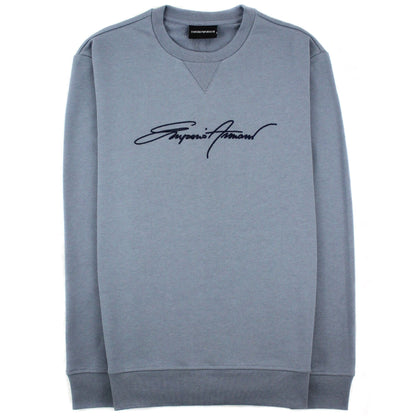 Emporio Armani Embroidered Signature Logo Sweatshirt Grigio 668