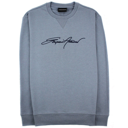 Emporio Armani Embroidered Signature Logo Sweatshirt Grigio 668