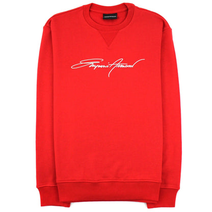 Emporio Armani Embroidered Signature Logo Sweatshirt Rosso Red