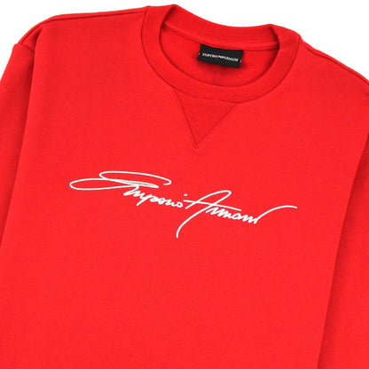 Emporio Armani Embroidered Signature Logo Sweatshirt Rosso Red