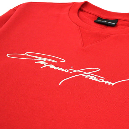 Emporio Armani Embroidered Signature Logo Sweatshirt Rosso Red