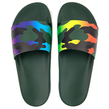 Valentino Camouflage Print Slides Khaki/multi