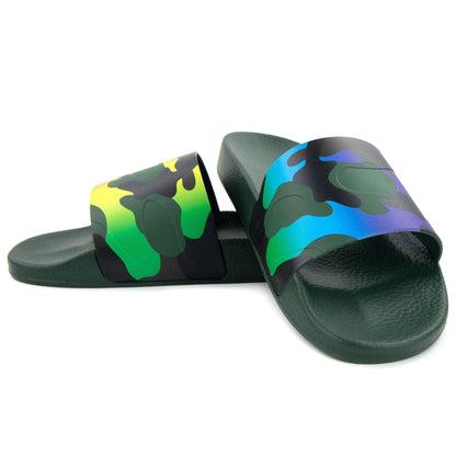 Valentino Camouflage Print Slides Khaki/multi